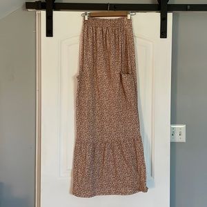 Anthropologie Pink Floral Meadow Flounced Maxi Dress